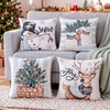 Jingle Jollys Christmas Cushion Covers Set of 4 Pillow Covers 45x45cm with 4 Cute Patterns Blue