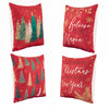 Jingle Jollys Christmas Cushion Covers Set of 4 Pillow Covers 45x45cm with 4 Cute Patterns Red