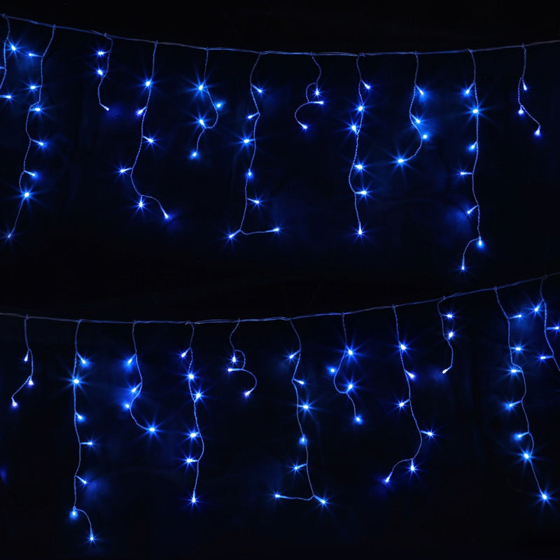 Jingle Jollys 32M Solar Christmas Icicle String Lights 960 LED – Blue