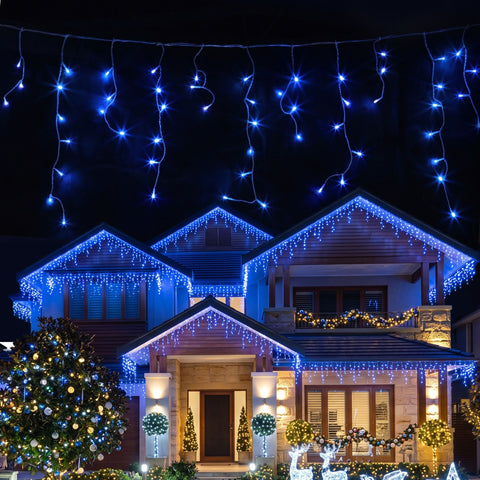 Jingle Jollys 32M Solar Christmas Icicle String Lights 960 LED – Blue