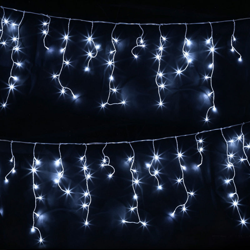 Jingle Jollys 32M Solar Icicle Lights 960 LED Cool White
