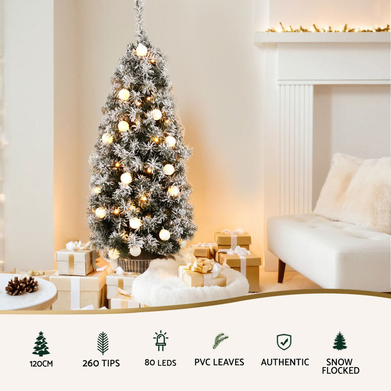 1.2M Potted Snowy Xmas Tree