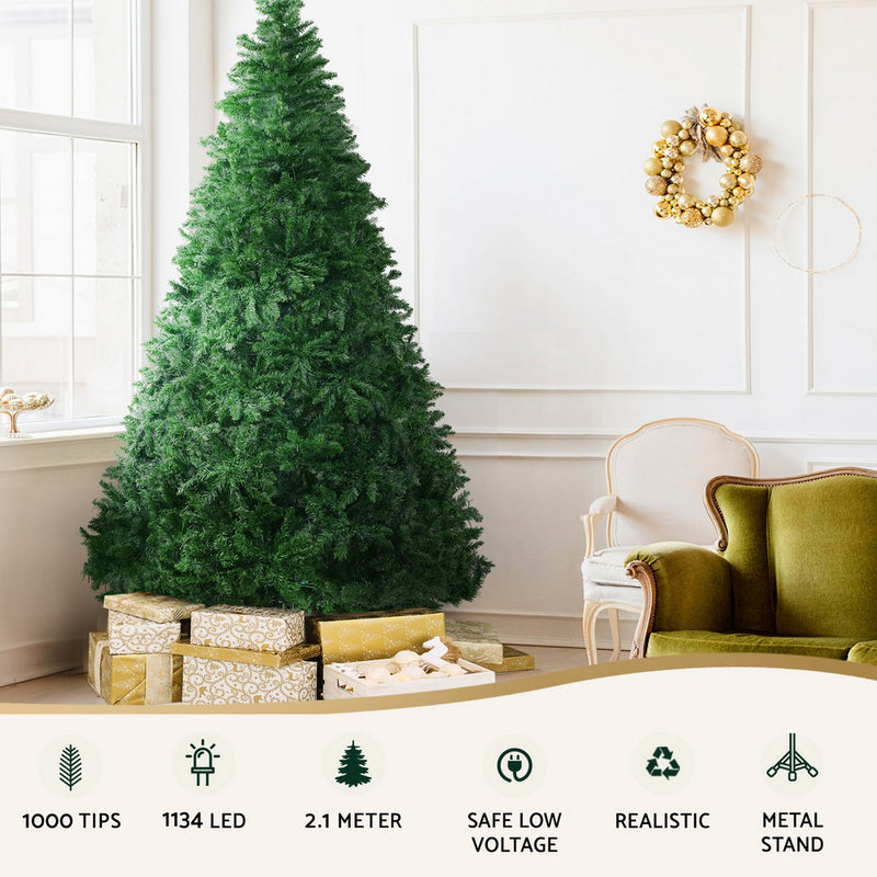 2.1m Christmas Tree – Multi-Colour LED, 8 Light Modes