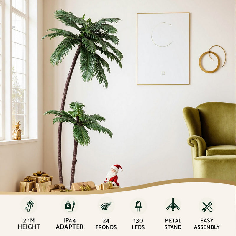 2.1m LED Lighted Christmas Palm Trees