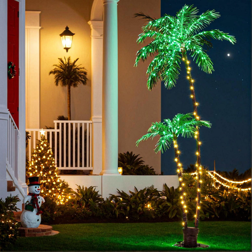 2.1m LED Lighted Christmas Palm Trees