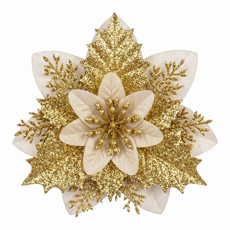 10-Piece Christmas Poinsettia Flower Decoration Set