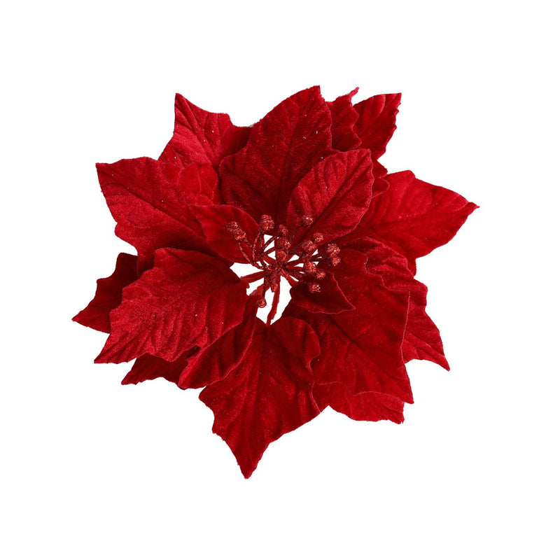 14Pcs Christmas Tree Flowers Set Xmas Garland Wreath Red