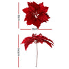 14Pcs Christmas Tree Flowers Set Xmas Garland Wreath Red