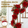 14Pcs Christmas Tree Flowers Set Xmas Garland Wreath Red