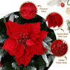 14Pcs Christmas Tree Flowers Set Xmas Garland Wreath Red