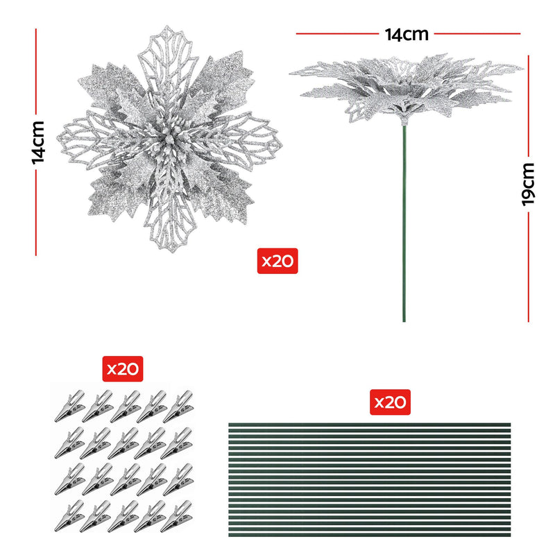 20-Piece Gold Christmas Poinsettia Flower Set