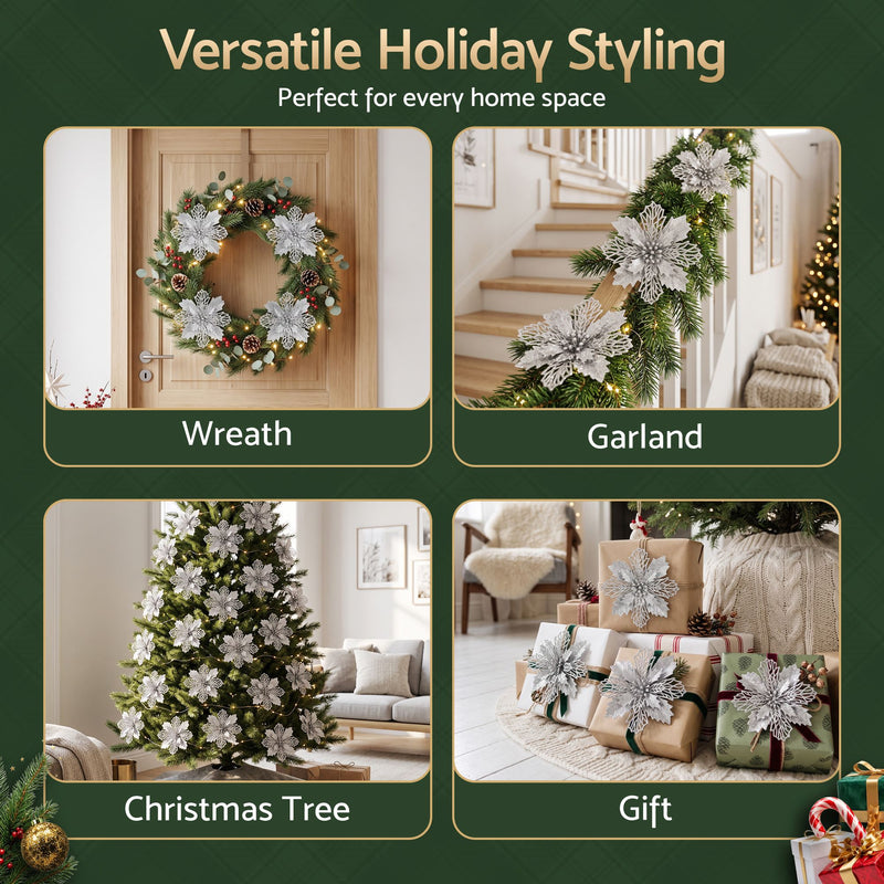 20-Piece Gold Christmas Poinsettia Flower Set