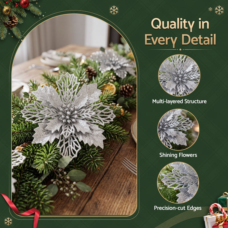 20-Piece Gold Christmas Poinsettia Flower Set