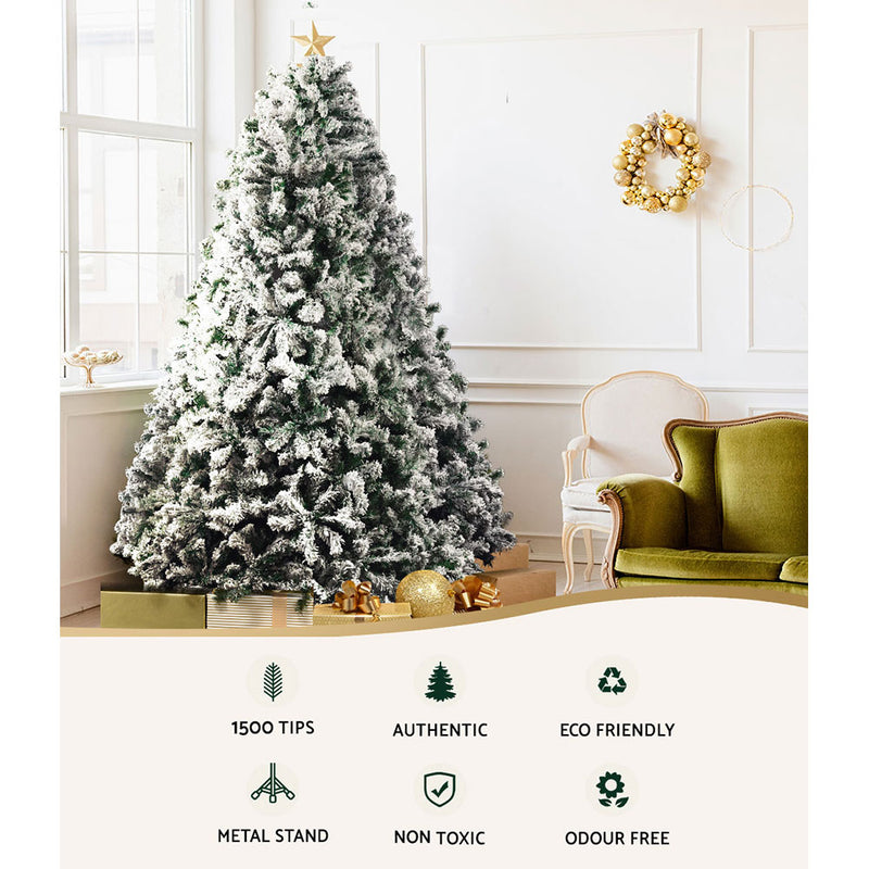Christmas Tree 2.4M Snow Flocked 1500 Tips