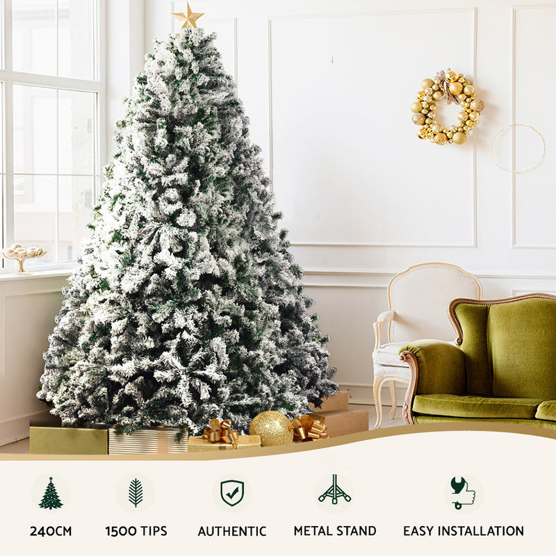 2.4M Snow Flocked Christmas Tree 1500 Tips