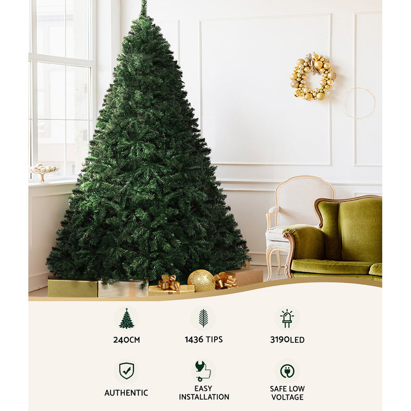 2.4M Christmas Tree with Multi Colour LED Lights & 8 Modes