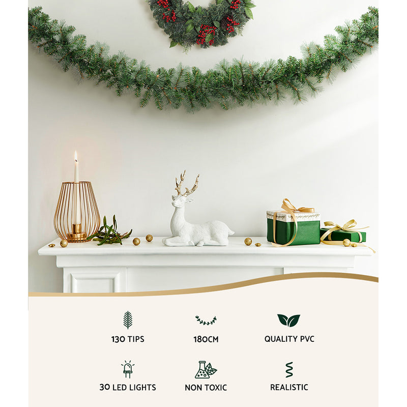 1.8m Christmas Garland with LED lights
