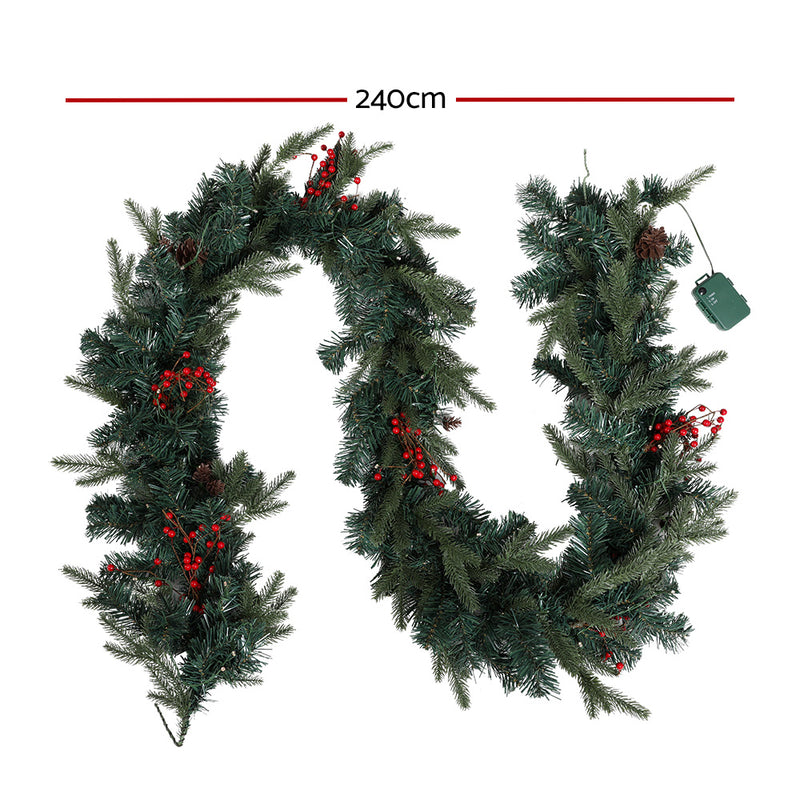2.4m Christmas Garland with LED Lights