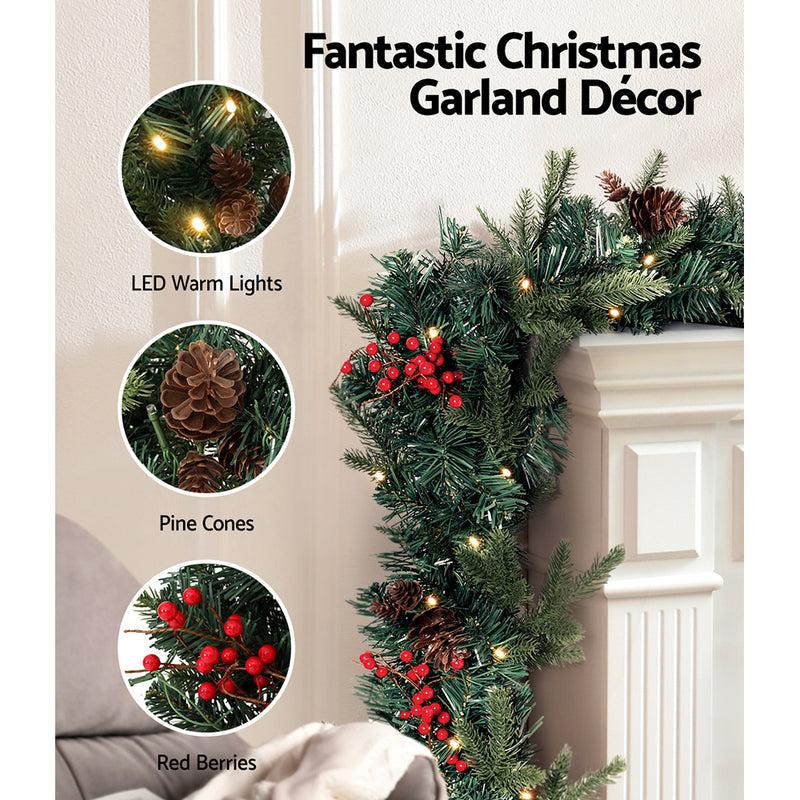 2.4m Christmas Garland with LED Lights