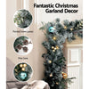 2.7m Christmas Garland with LED Lights Snowy