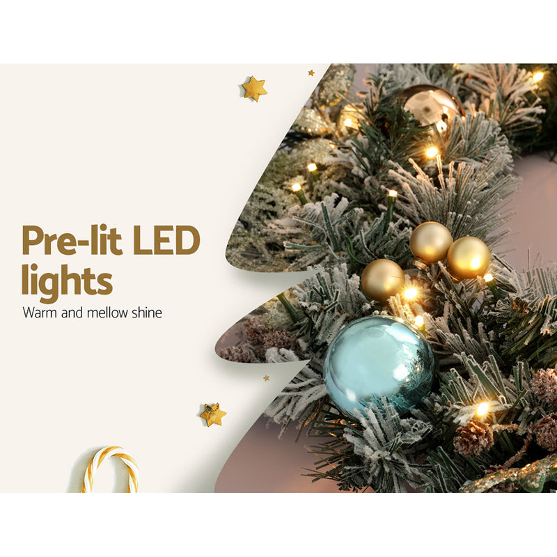 2.7m Christmas Garland with LED Lights Snowy
