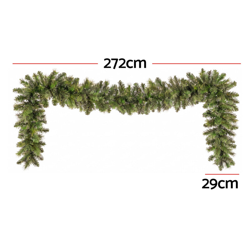 2.7M Pre-Lit Christmas Garland – 200 Tips & LED Lights
