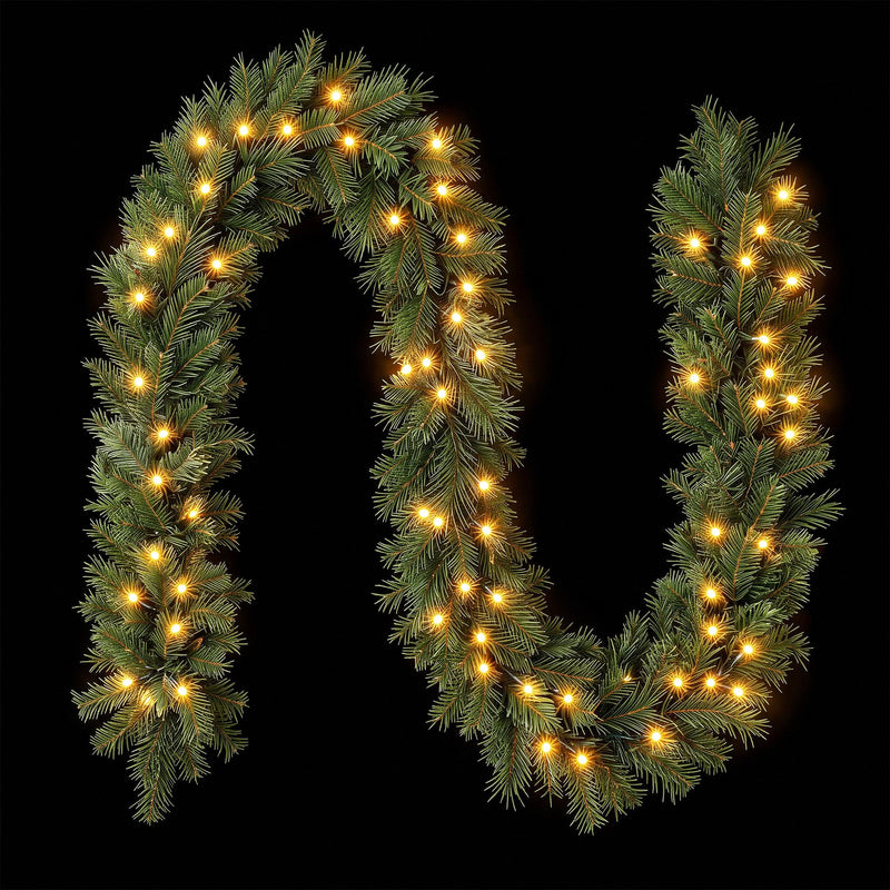 2.7M Pre-Lit Christmas Garland – 200 Tips & LED Lights