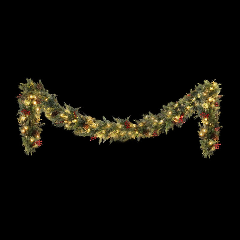 3M Christmas Garland Pre-lit LED with Pine Cones Green