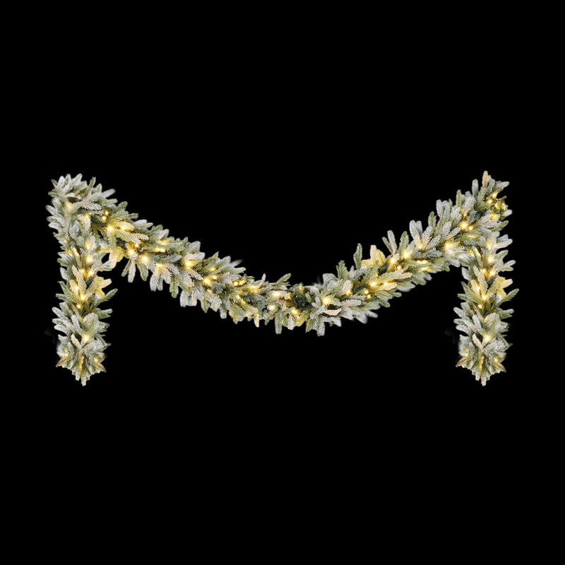 3M Christmas Garland Pre-lit LED Lights Snow Frosted Tips