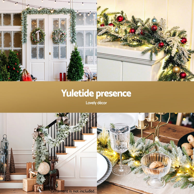 3M Christmas Garland Pre-lit LED Lights Snow Frosted Tips