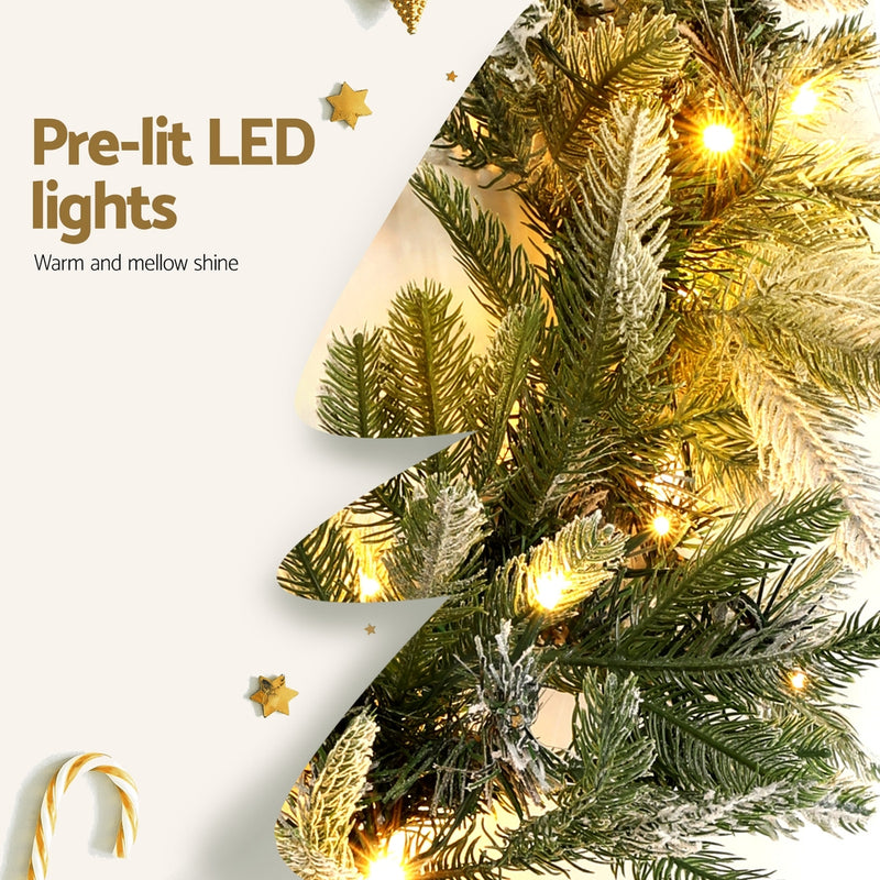 3M Christmas Garland Pre-lit LED Lights Snow Frosted Tips