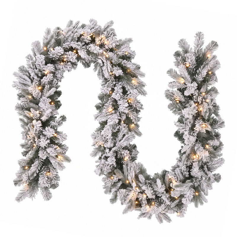 1.8M Pre-Lit Christmas Garland with Frosted Tips