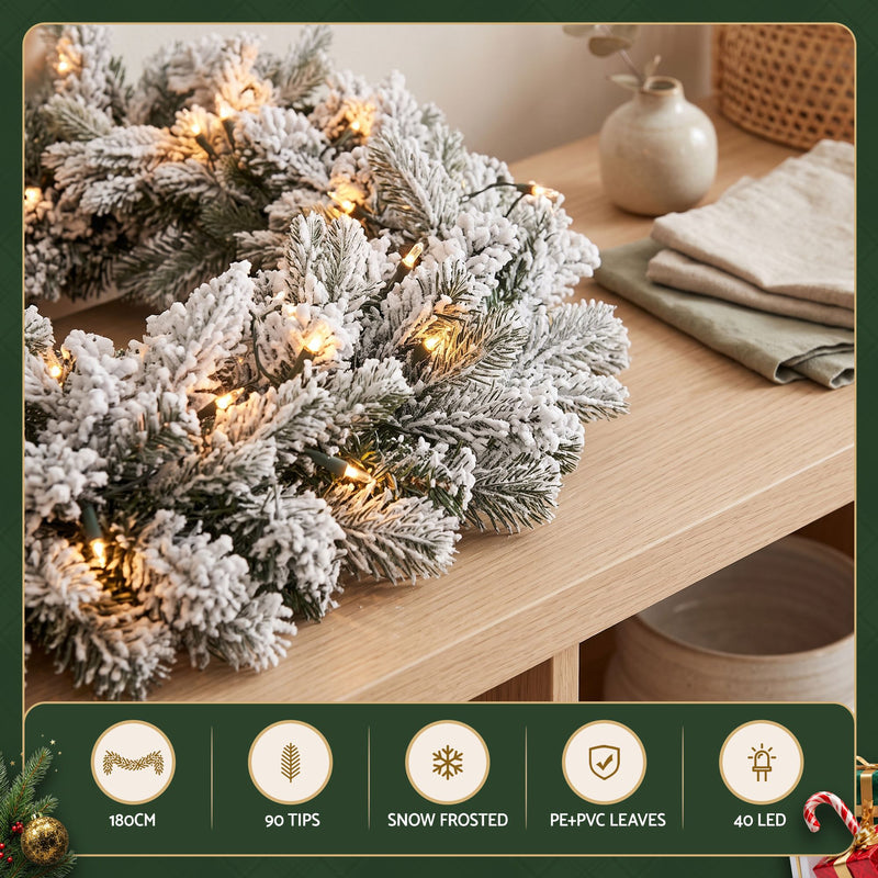 1.8M Pre-Lit Christmas Garland with Frosted Tips