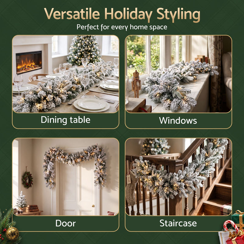 1.8M Pre-Lit Christmas Garland with Frosted Tips