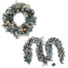 2.7m Christmas Garland with Wreath Set LED Lights