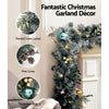 2.7m Christmas Garland with Wreath Set LED Lights