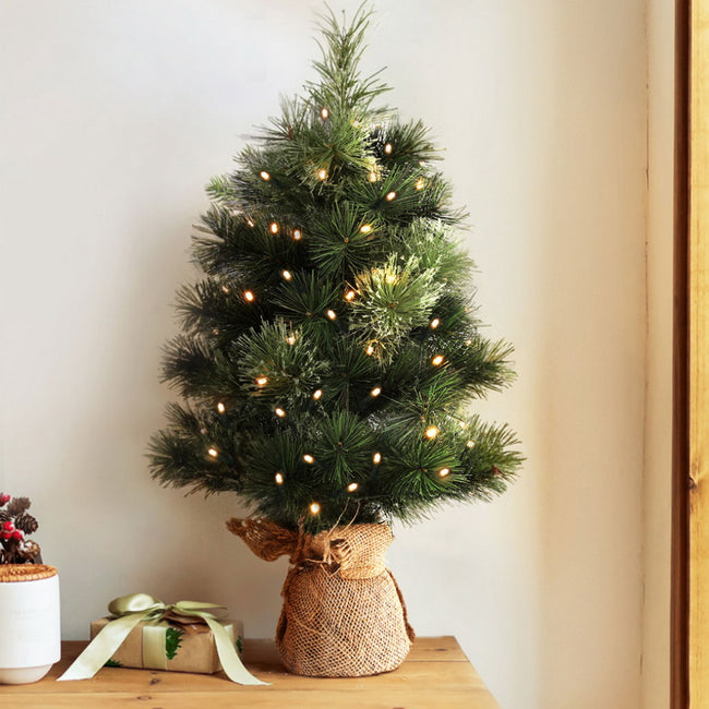 60cm Mini Tabletop Christmas Tree with Lights & Timer