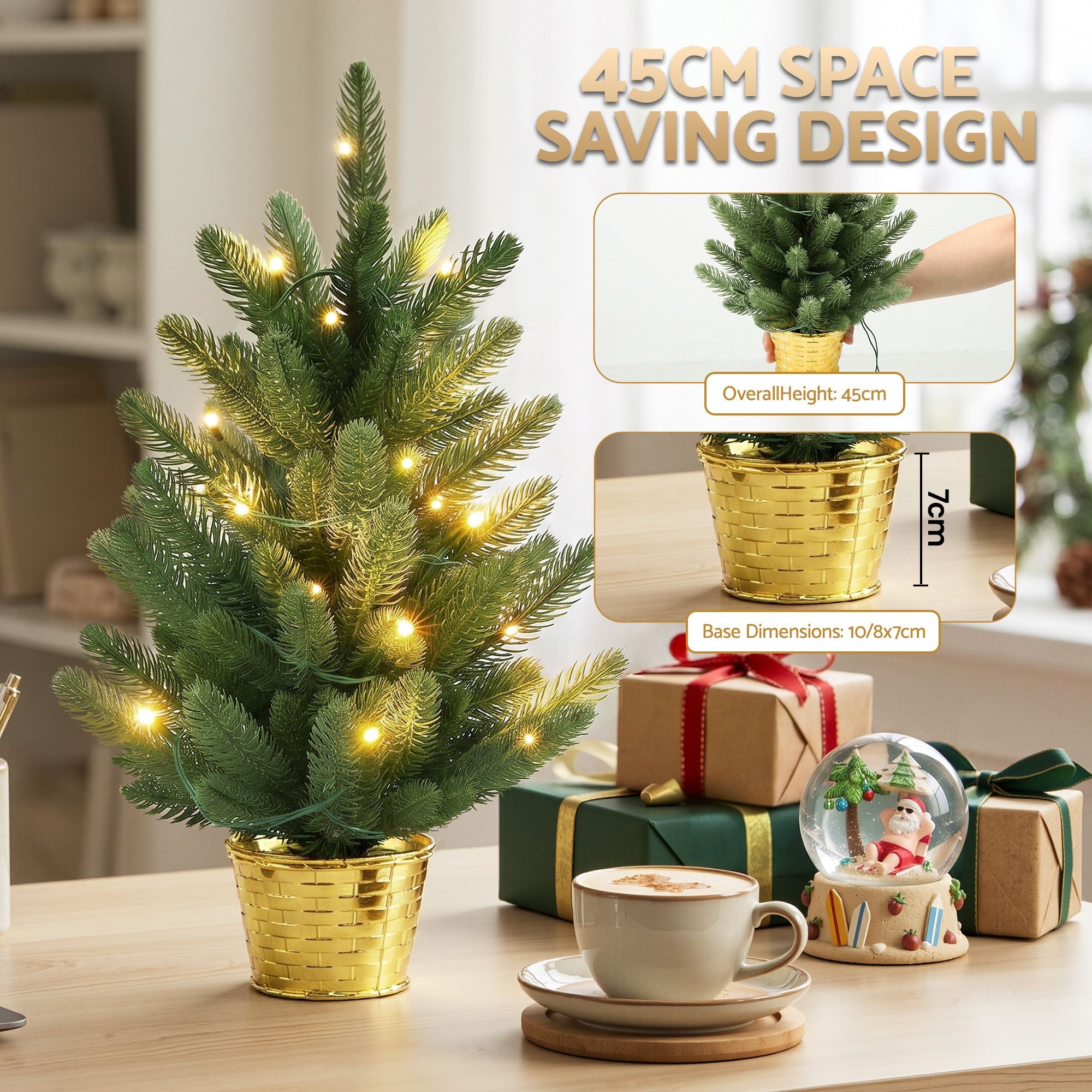 45cm Mini Christmas Tree with Warm Lights