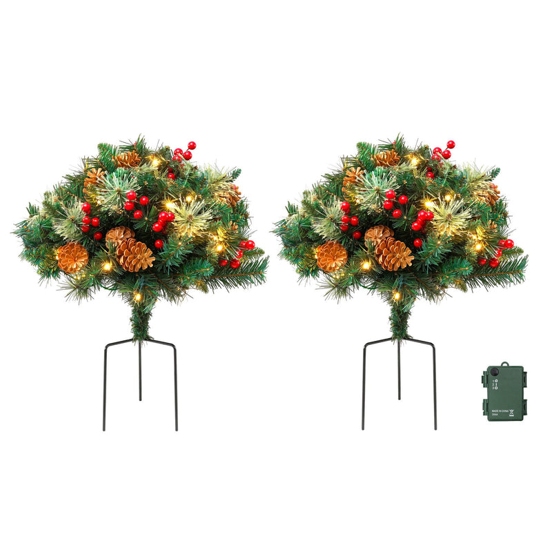 2 Pack 45cm Lighted Christmas Pathway Trees