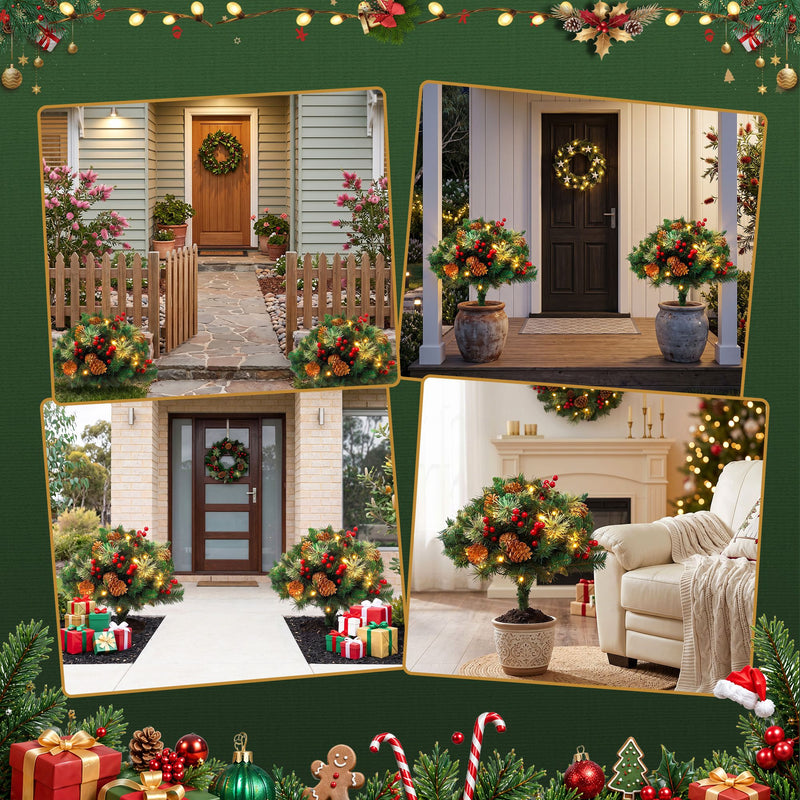 2 Pack 45cm Lighted Christmas Pathway Trees