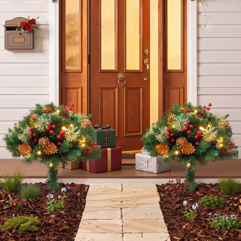 2 Pack 45cm Lighted Christmas Pathway Trees