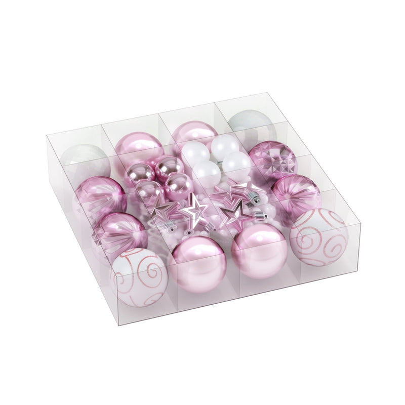 33pcs Christmas Tree Bauble Ornament Set Pink