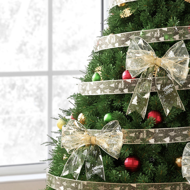 20M Christmas Ribbon Roll Gold Printed Bow Gift & Tree Decor