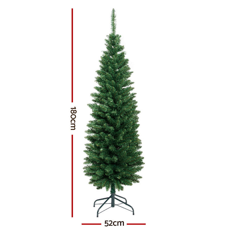 1.8m Slim Green Christmas Tree – 300 Tips