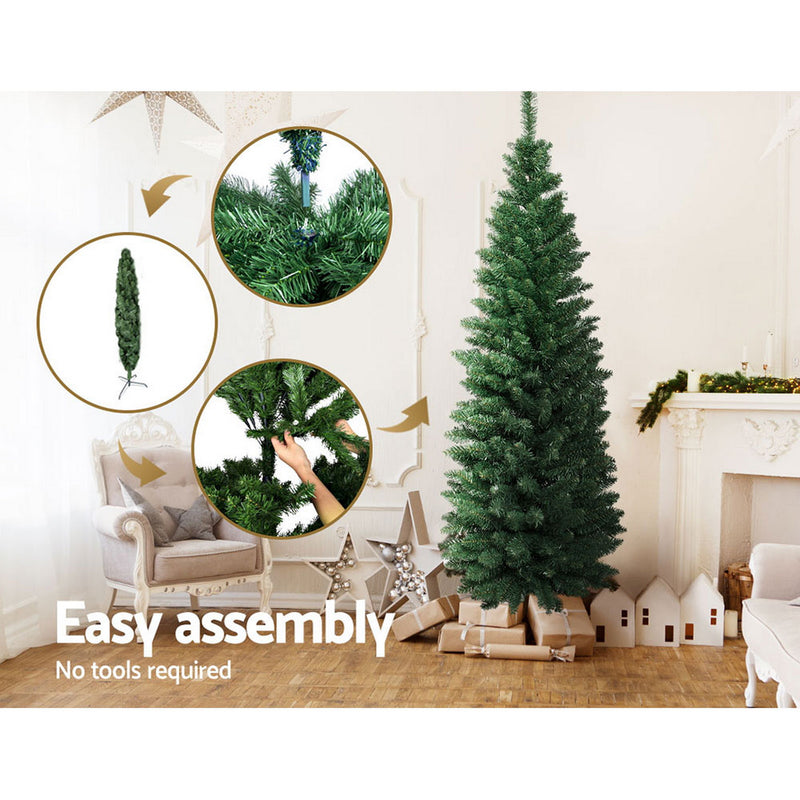1.8m Slim Green Christmas Tree – 300 Tips