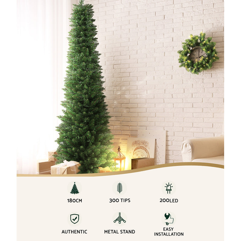 Jingle Jollys 1.8M Pre-Lit Christmas Tree 200 LED Lights