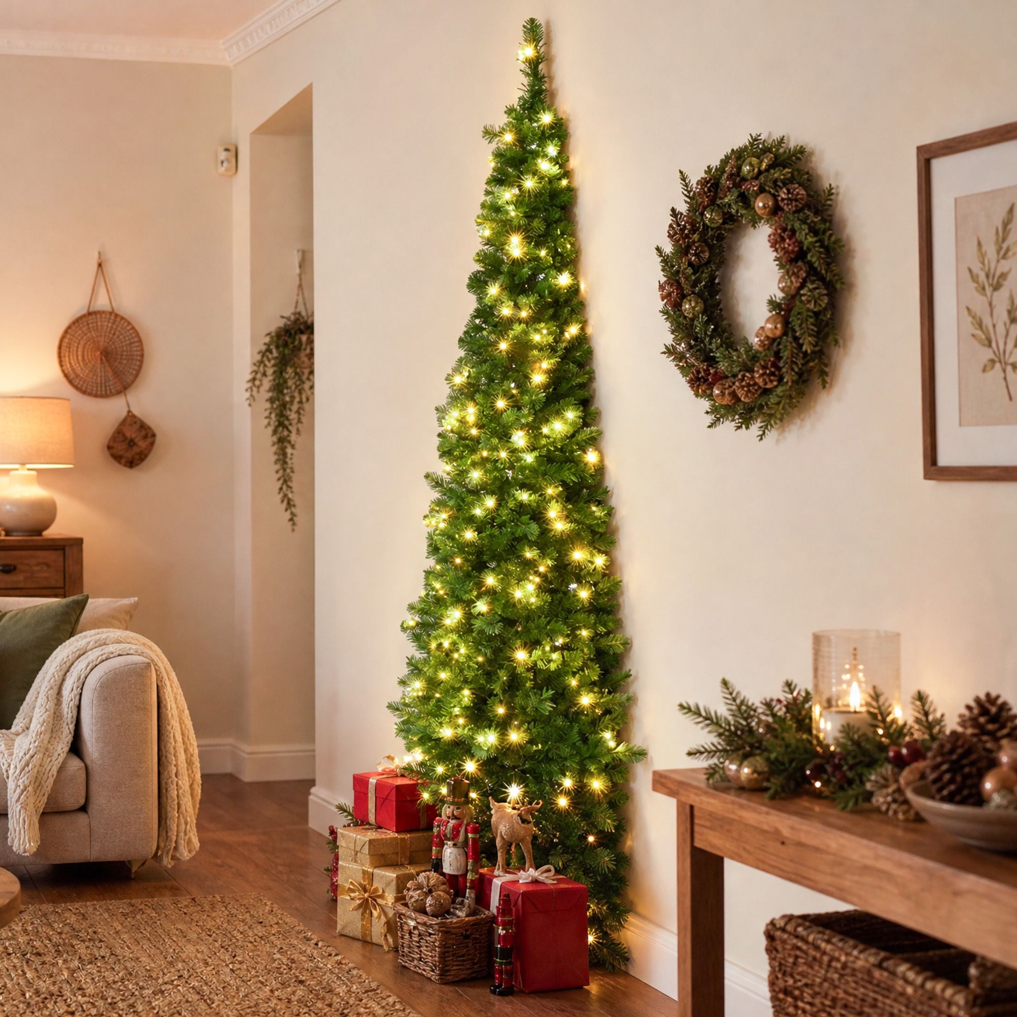 1.8m Pre-Lit Slim Christmas Tree