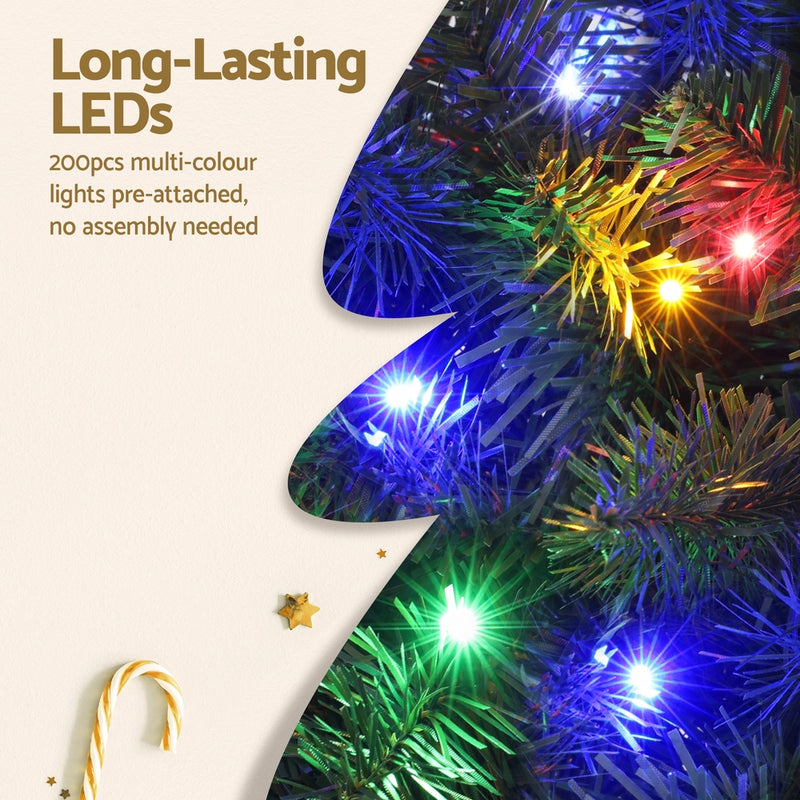 1.8M Pre-lit Christmas Tree 8 Mode Multi Colour 200 LED Light Xmas