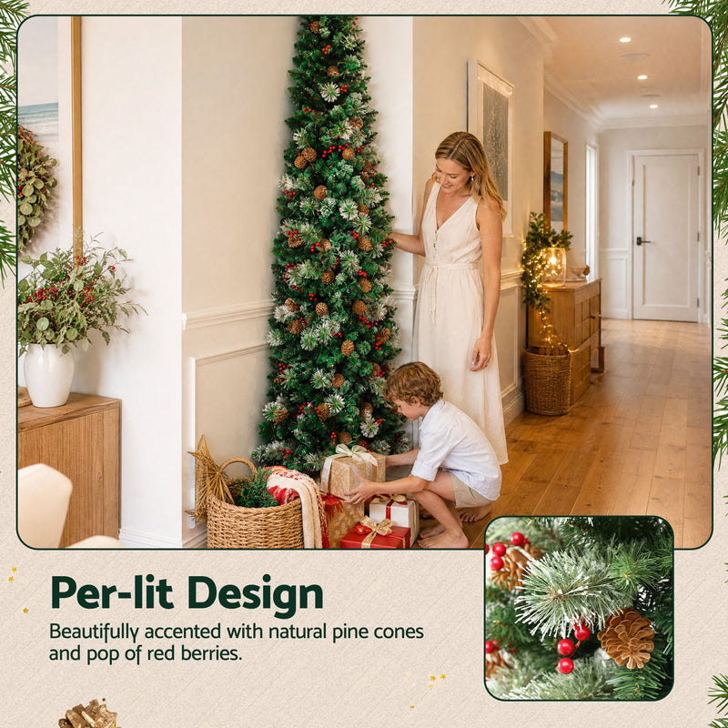2.1m Slim Pine Cone Christmas Tree