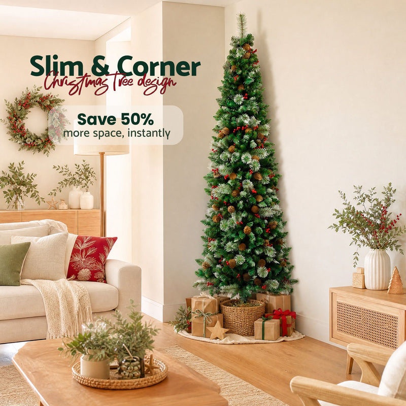 2.1m Slim Pine Cone Christmas Tree